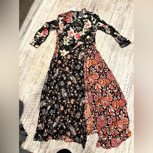 Zara Black Multicolor Floral Long Sleeve Dress